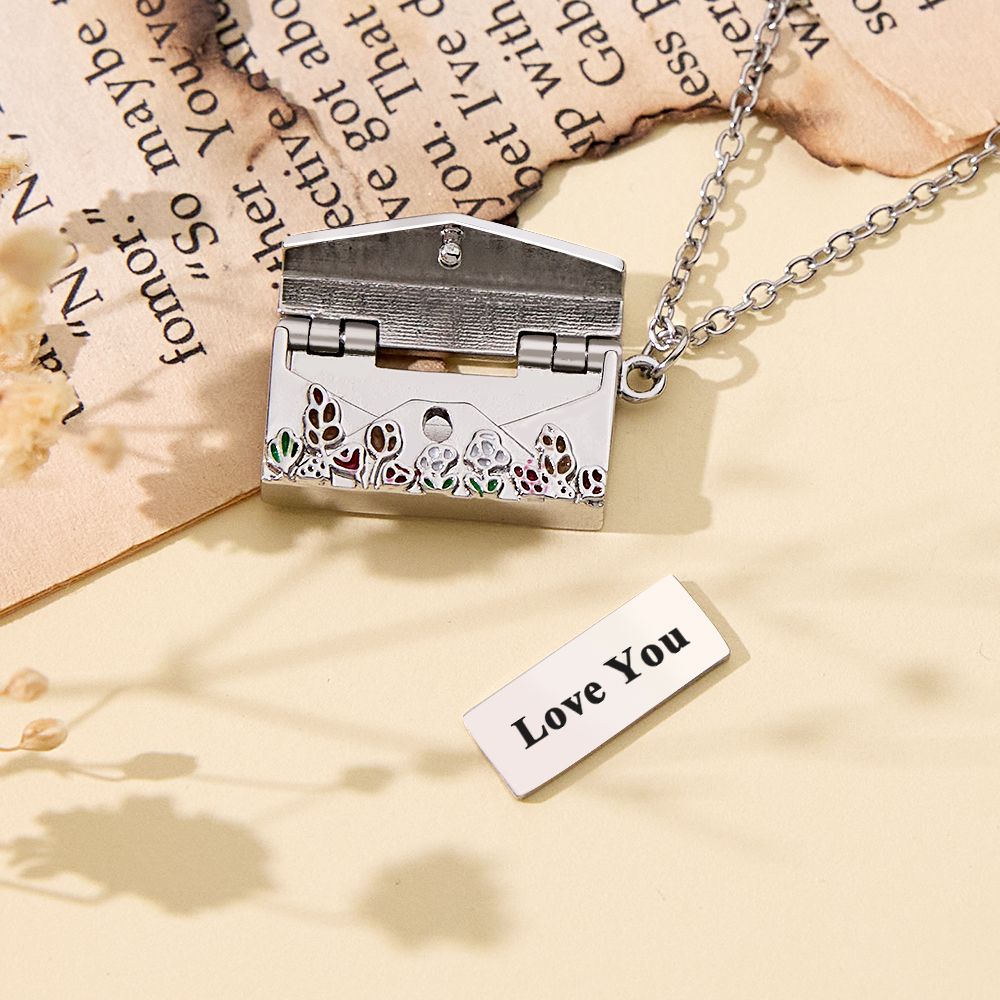 Personalized Envelope Necklace with Custom Text - Customizable Necklace for Gifts and Special Occasions-Blongser