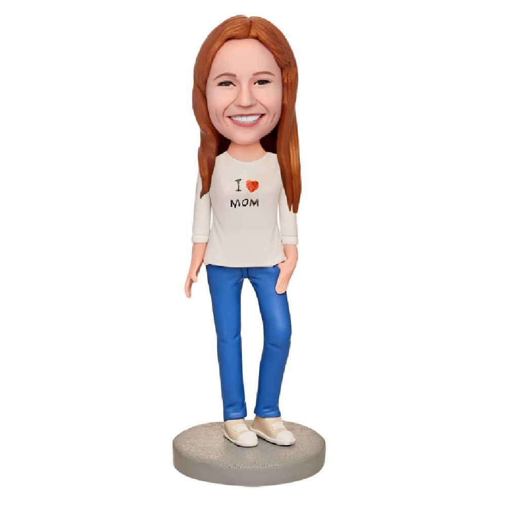 I Love My Mom Custom Bobblehead with Engraved Text-Blongser