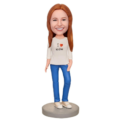 I Love My Mom Custom Bobblehead with Engraved Text-Blongser