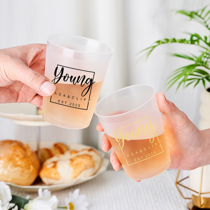Personalized Disposable Plastic Cups with 12oz or 16oz for Wedding Party Supplies Gift for Couple-Blongser