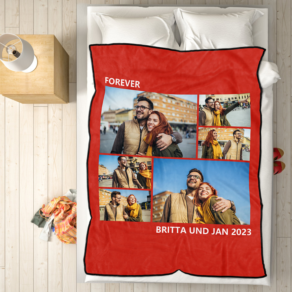 Custom Collage Fleece Blanket with Text - 6 Photos-Blongser
