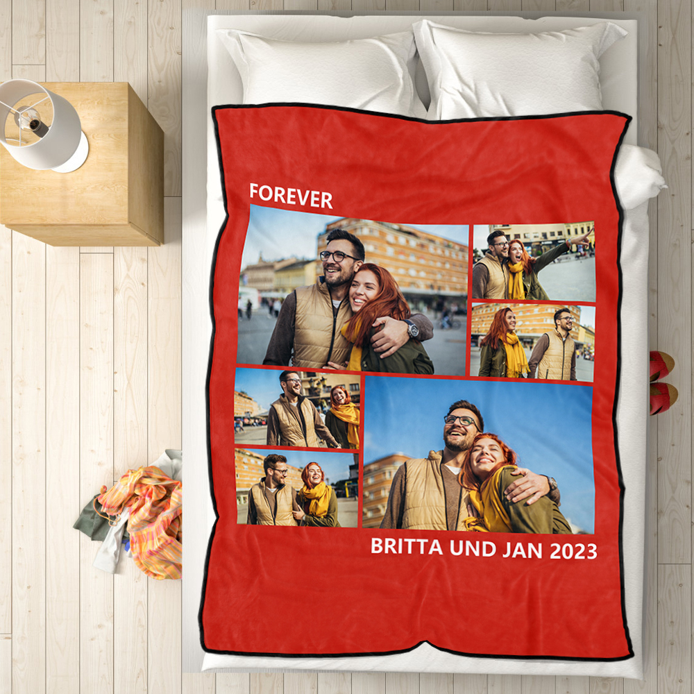 Custom Collage Fleece Blanket with Text - 6 Photos-Blongser