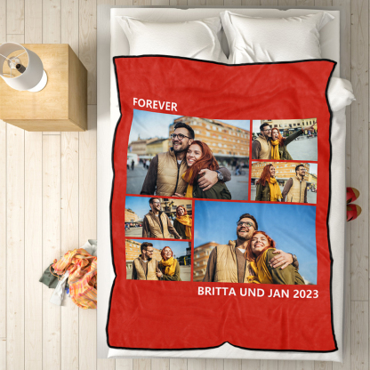 Custom Collage Fleece Blanket with Text - 6 Photos-Blongser
