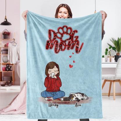Personalized Name Dog Mom Fleece Blanket - Choose Number Of Pets-Blongser