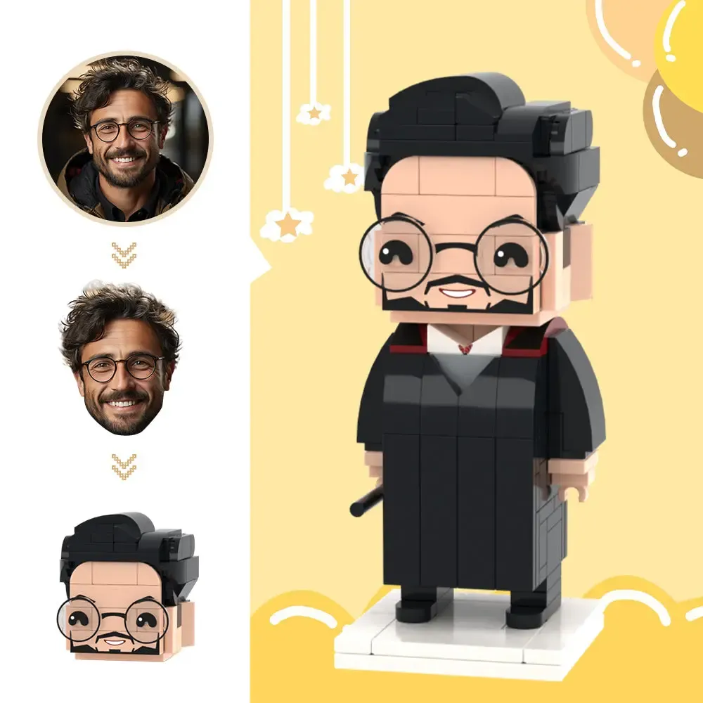 Custom Head Brick Figures Personalized Wizard Brick Figures Small Particle Block Toy-Blongser