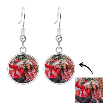 Personalized Photo Drop Earrings Two Photos Unique Jewelry For Women-Blongser