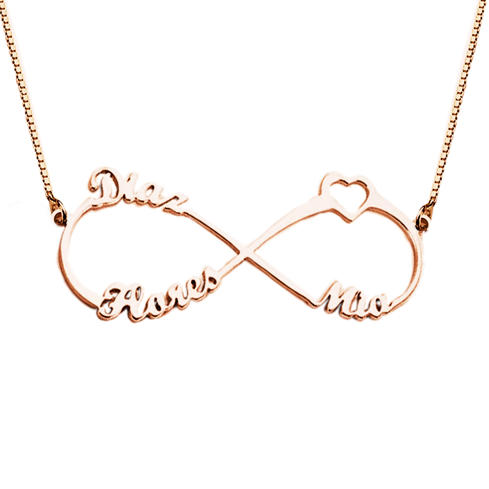Heart Shape Custom Three Names Infinity Necklace 925 Sterling Silver-Blongser