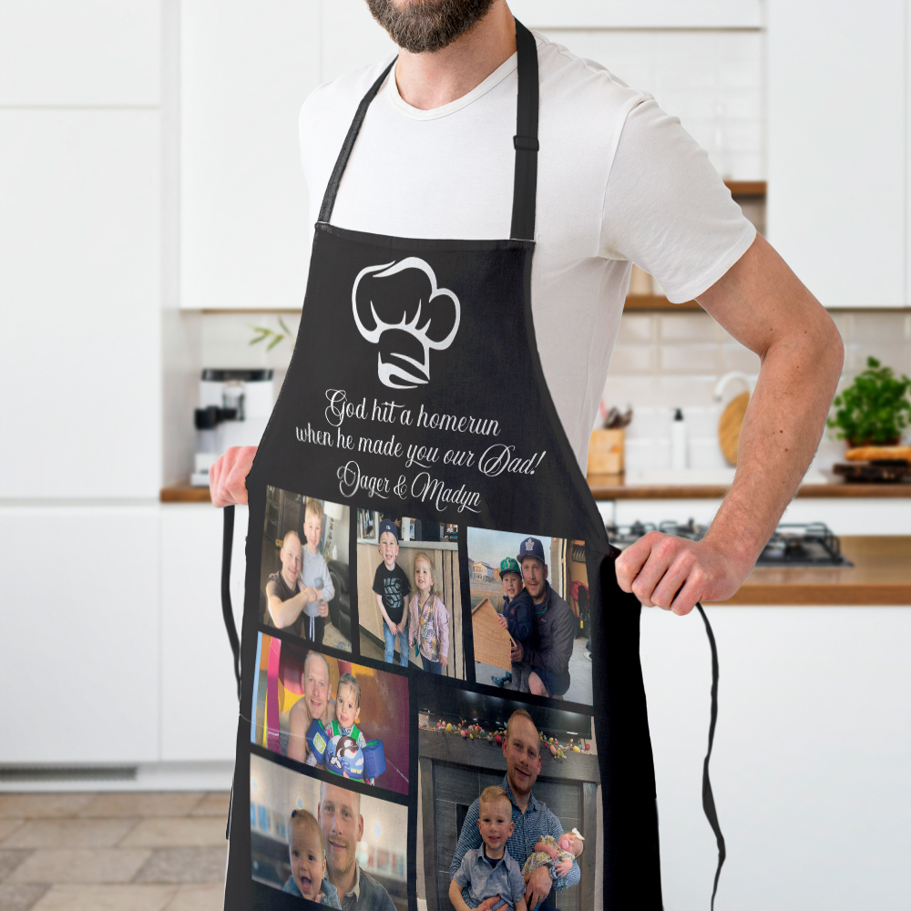 Personalized Photo Apron Custom Text Kitchen Cooking Chef Apron for Men Women-Blongser