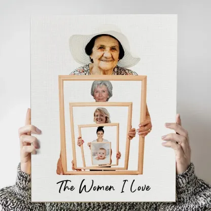 The Three/ Four/ Five Ages of the Generations Painting Custom Photo Canvas Ornament Mother's Day Gift Without Frame-Blongser