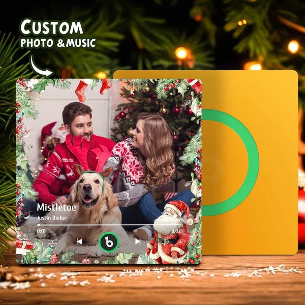 FridgeBeats Frameless Custom Family Photo Music Fridge Magnet Christmas Gifts for Family Personalized Music Magnets Can Play Songs-Blongser