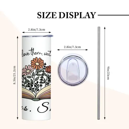 Personalized Wildflowers 20oz Name Skinny Tumbler with Straw Appreciation Gift for Teacher Back to School Gift-Blongser