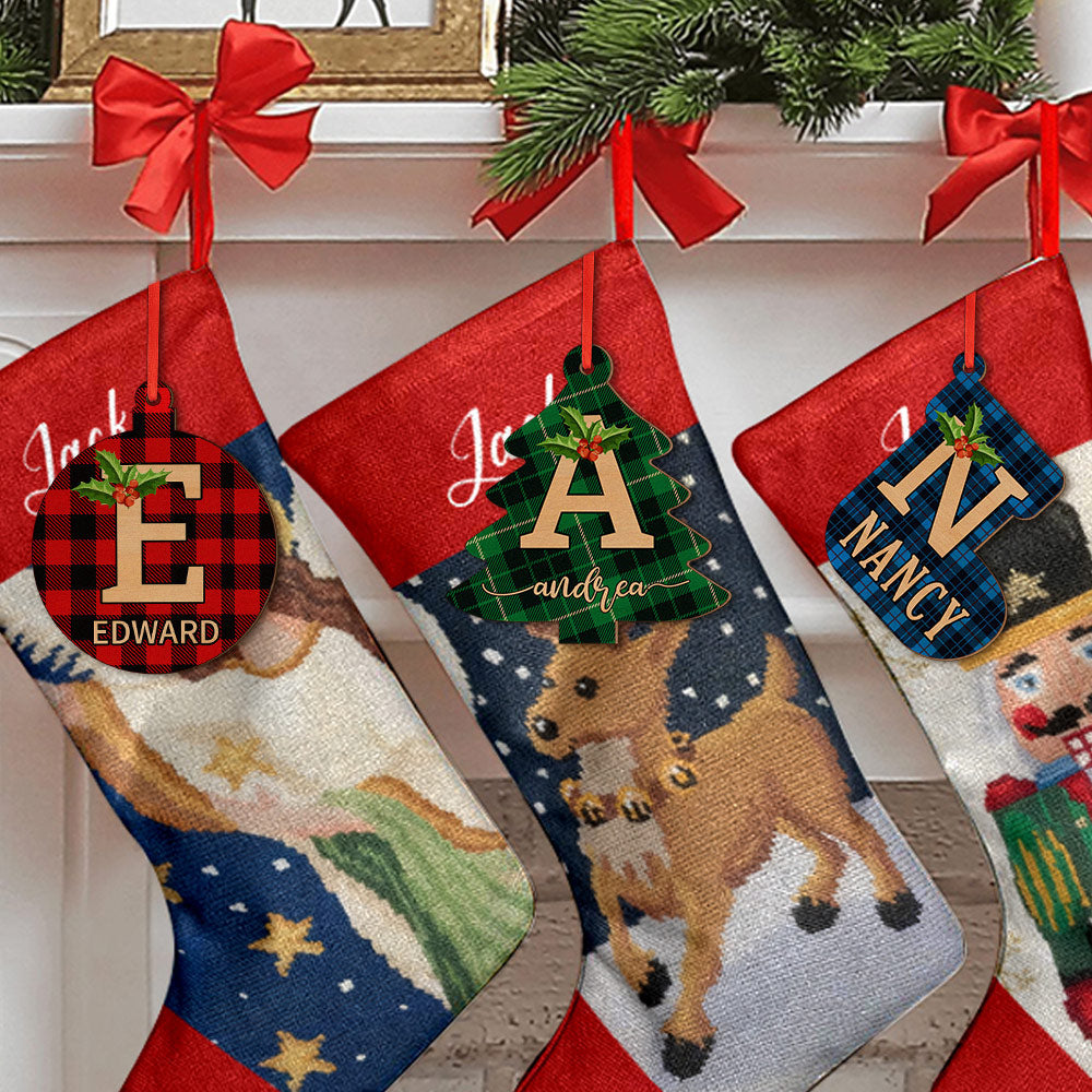Personalized Christmas Initial Ornaments Custom Name Christmas Wood Ornament Decorations Gifts-Blongser
