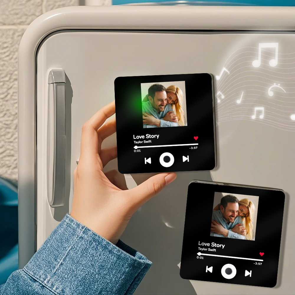 Personalized Music Fridge Magnet Custom Photo Fridge Magnet Can Play Songs Gifts for Her-Blongser