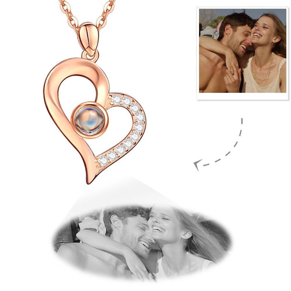 Personalized Heart Pendant Photo Projection Necklace-Blongser