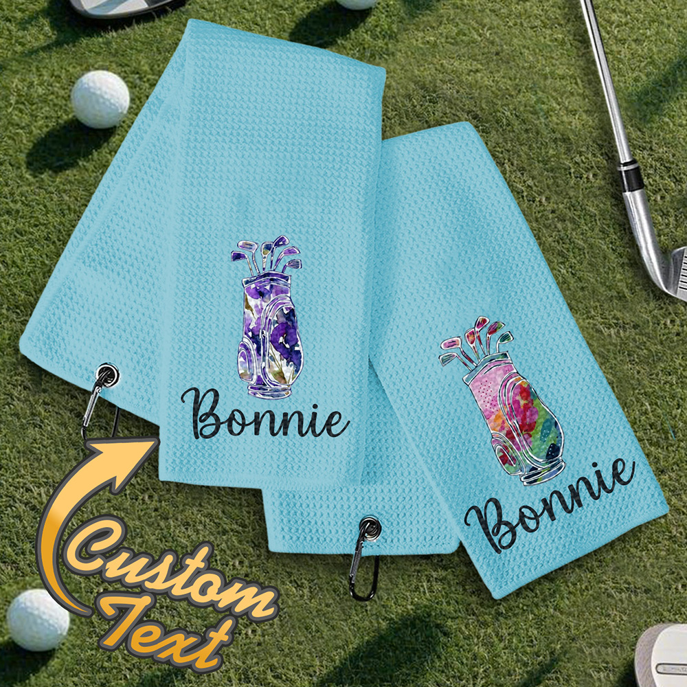 Personalized Golf Towel with Hanging Clip Golfing Clubs Golf Towel Gift for Golf Lovers-Blongser
