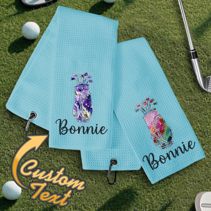 Personalized Golf Towel with Hanging Clip Golfing Clubs Golf Towel Gift for Golf Lovers-Blongser