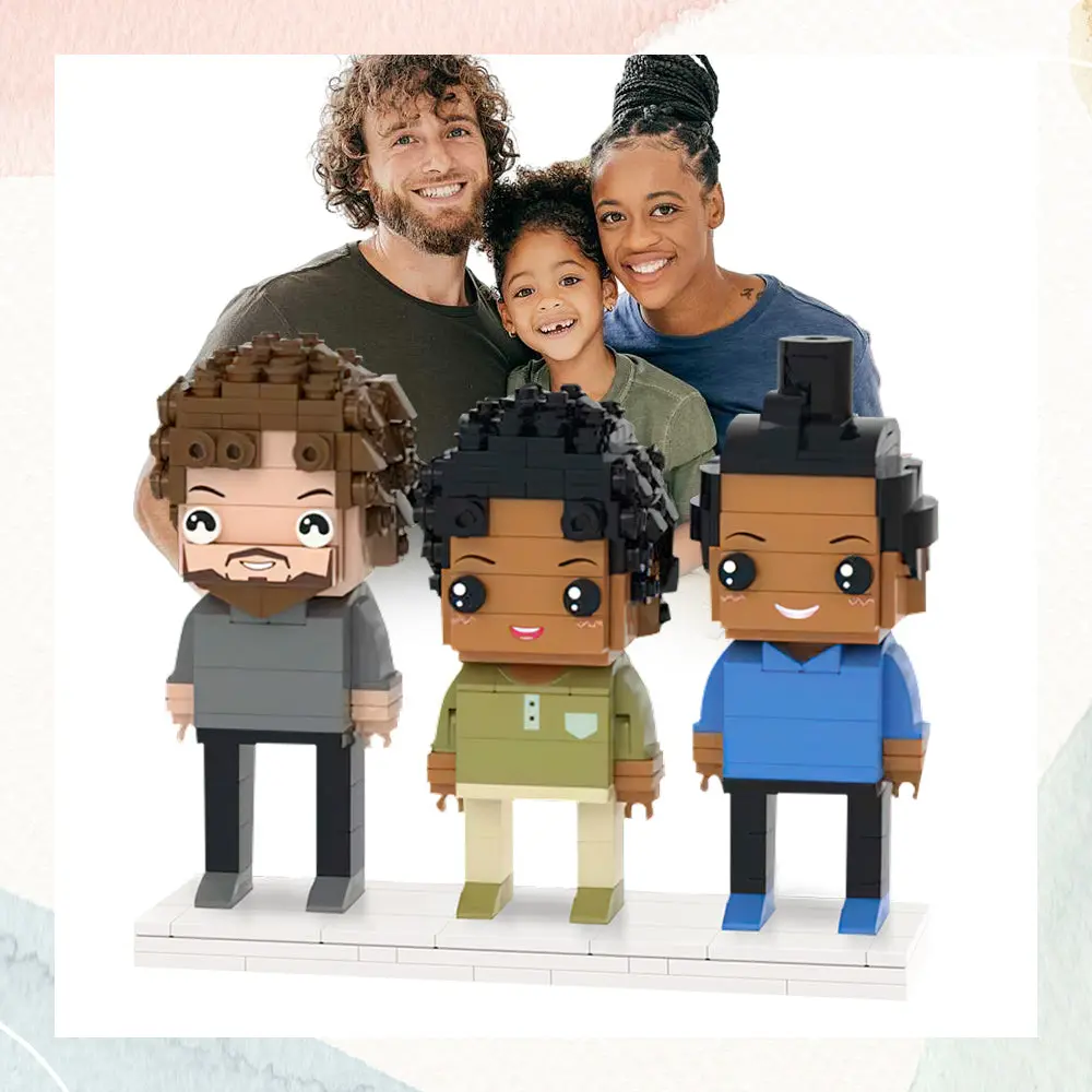 Full Body Customizable 3 People Custom Brick Figures Small Particle Block-Blongser