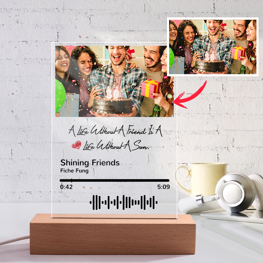 Personalized Photo Acrylic Scannable Code Song Plaque Night Light-Blongser