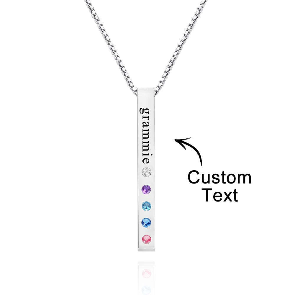 Custom Engraved Birthstone Necklace Bar Simple Gifts-Blongser