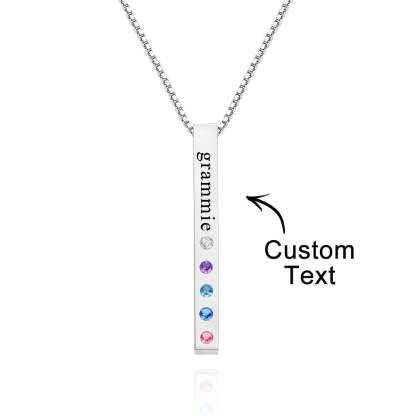 Custom Engraved Birthstone Necklace Bar Simple Gifts-Blongser