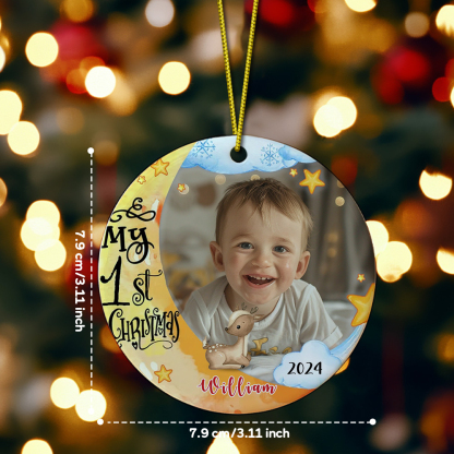 Personalized First Christmas Ornament with Photo Animal Christmas Ornament Gift for Baby-Blongser