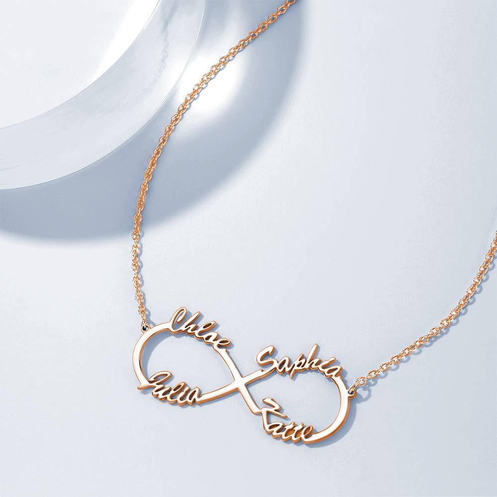 Custom Infinity Name Necklace with Four Names - S925 Silver-Blongser
