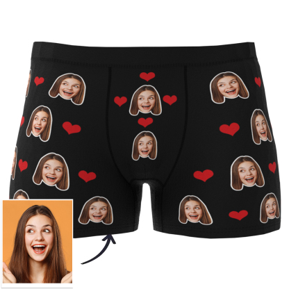 Custom Heart Face Boxer Briefs Men's Underwear-Blongser