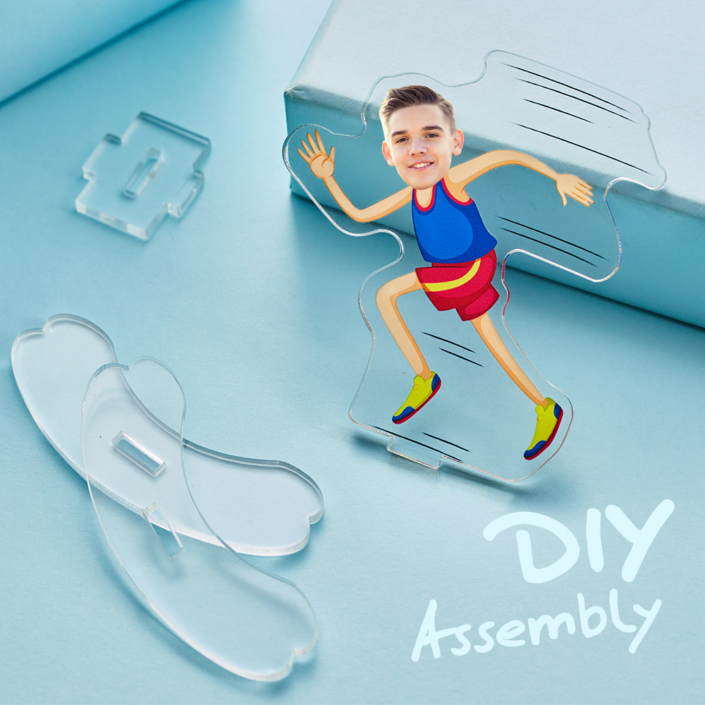 Personalized Running Man Desktop Tumbler Standing Figures Display Stands-Blongser