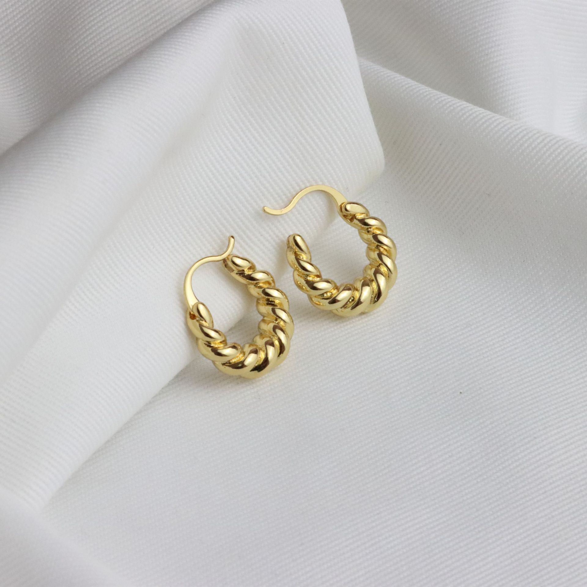 Small Twist Hoop Earrings-Blongser