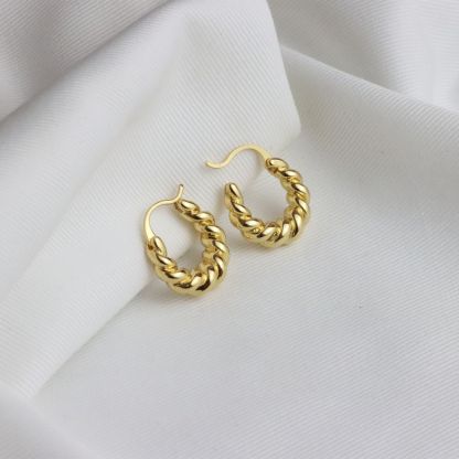 Small Twist Hoop Earrings-Blongser