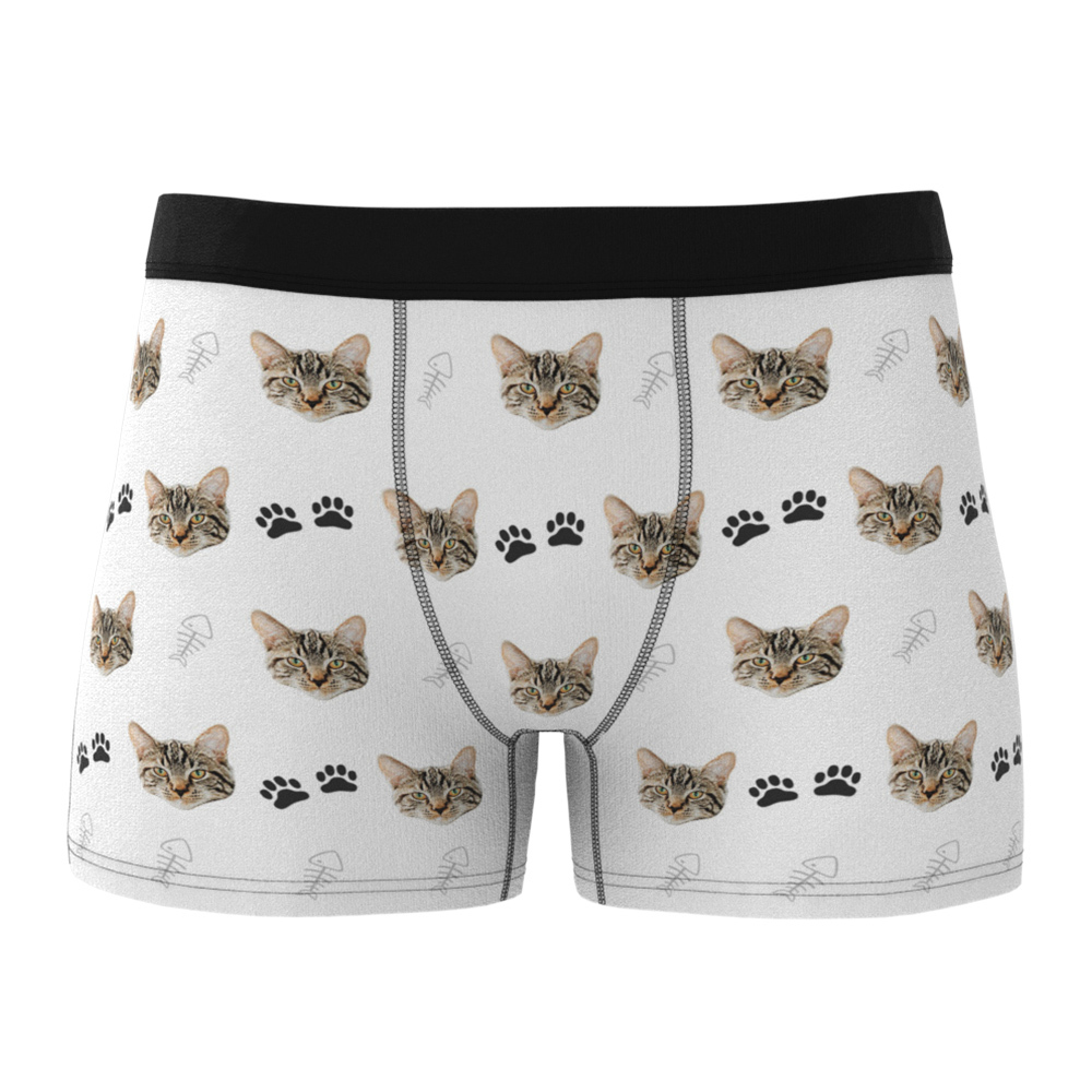 Custom Cat Face Boxer Shorts Men's Boxer Briefs-Blongser