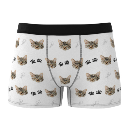 Custom Cat Face Boxer Shorts Men's Boxer Briefs-Blongser