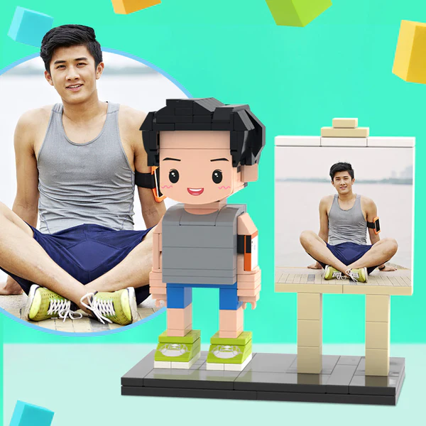 Full Body Custom 1 Person Brick Figures Custom Brick Figures with Frame Small Particle Block Toy Gifts for Girlfriend-Blongser