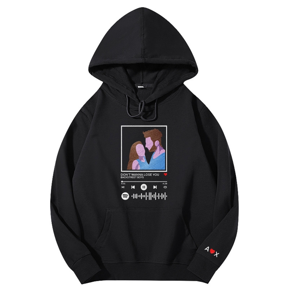 Custom embroidered pattern audio track hoodie comfortable fit trendy fashion for music lover-Blongser