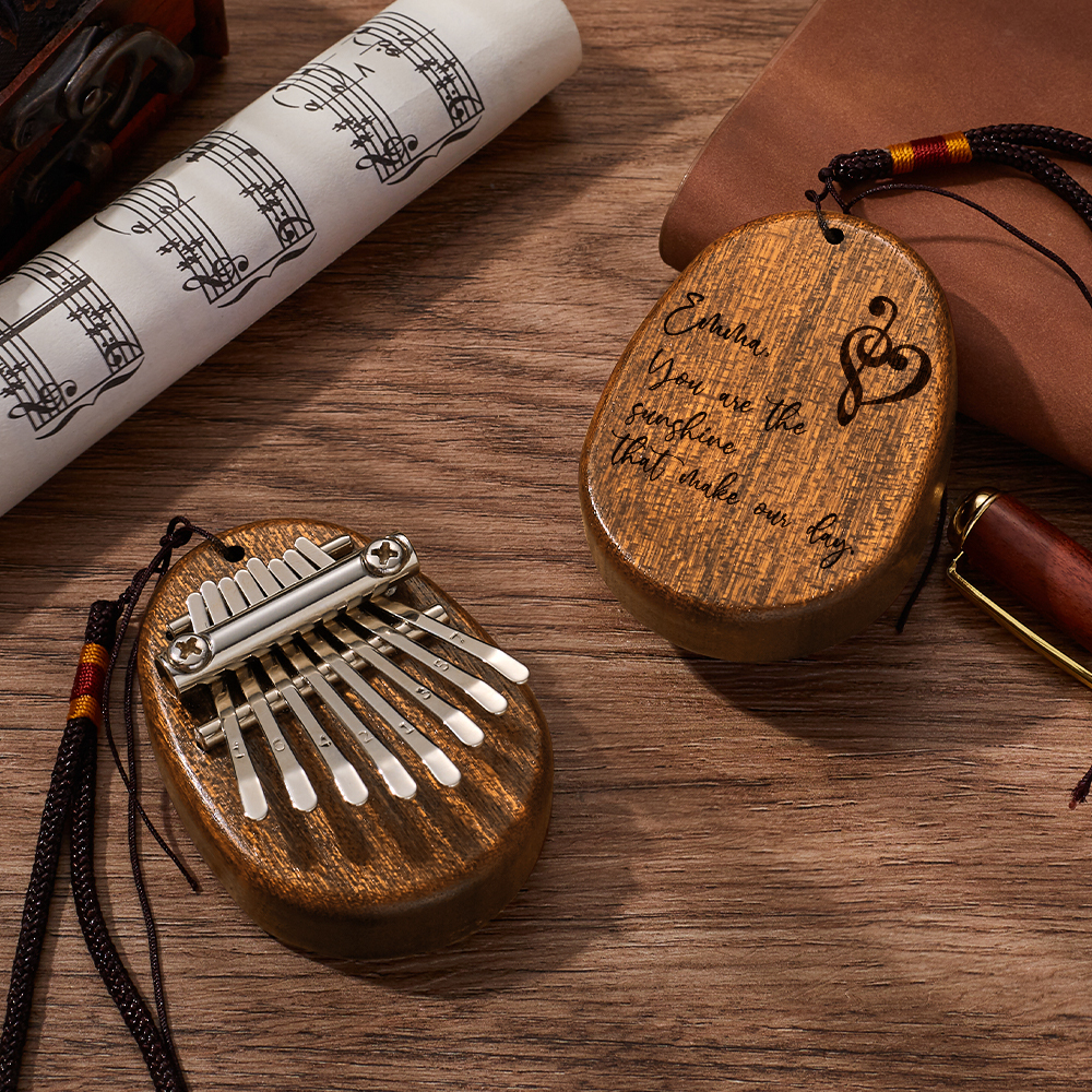 Custom Engraved Kalimba Mini Thumb Piano 8 Keys-Blongser