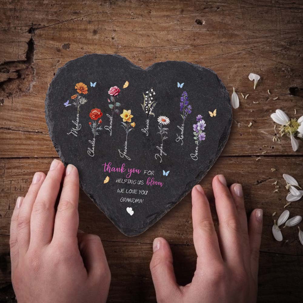 Custom Birth Flowers Garden Stone Personalized Grandma's Garden Stone for Mother's Day Gift-Blongser