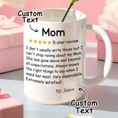 Personalized Five-Star Review Mug with Name Ceramic Coffee Mug Mother's Day Birthday Gift for Mom-Blongser