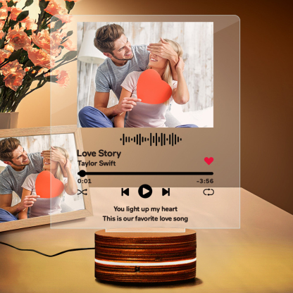 Personalized Acrylic Glass Scan Code Music Album Plaque With 7 Colors Led Base-Blongser