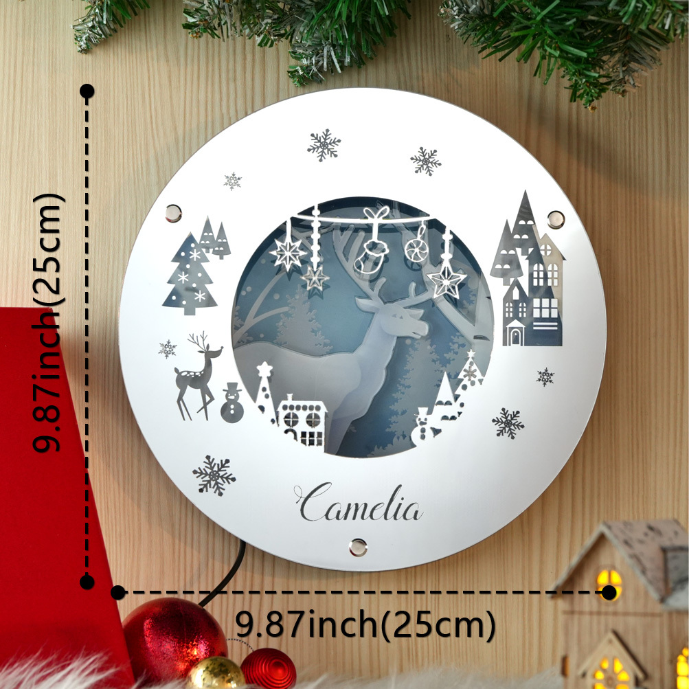 Personalised Name Mirror Lights Christmas Mirror Light Room Decor for Christmas Gift-Blongser