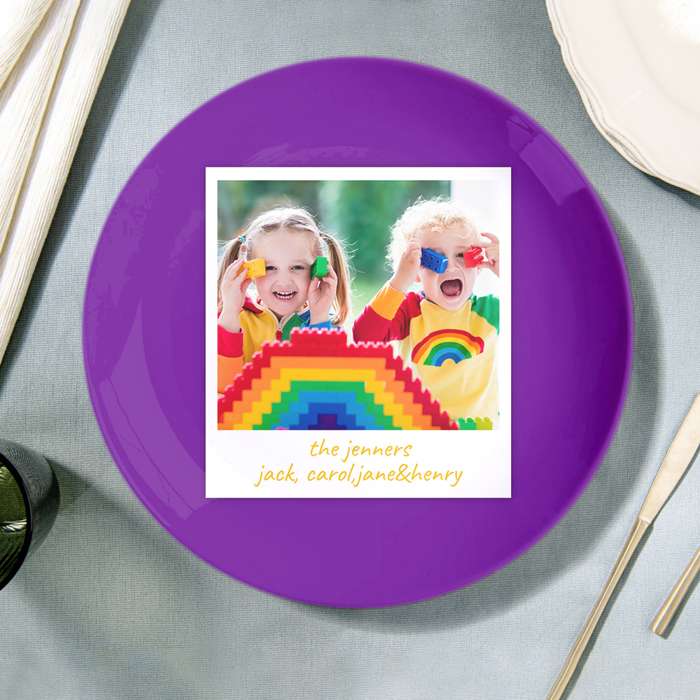 Custom Printed Text Photo Purple Ceramics Plate Dinnerware Gifts For Kids-Blongser