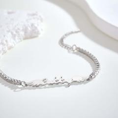 Custom Name Tennis Bracelet Elegant Angel Wings All Diamonds Bracelet Gift For Her-Blongser
