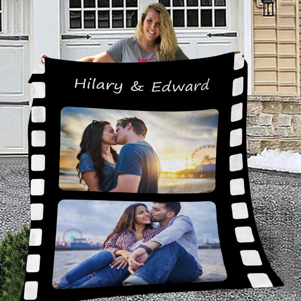 Custom Photo Fleece Flannel Blanket with Text-Blongser