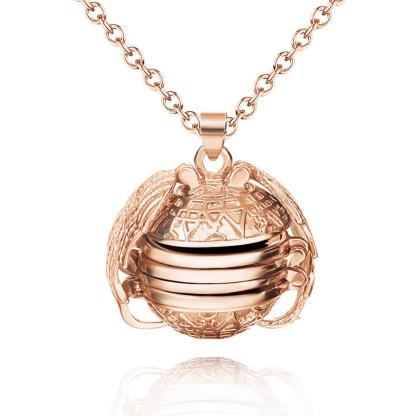 Personalized Angel Wings Expanding Photo Ball Locket Necklace-Blongser