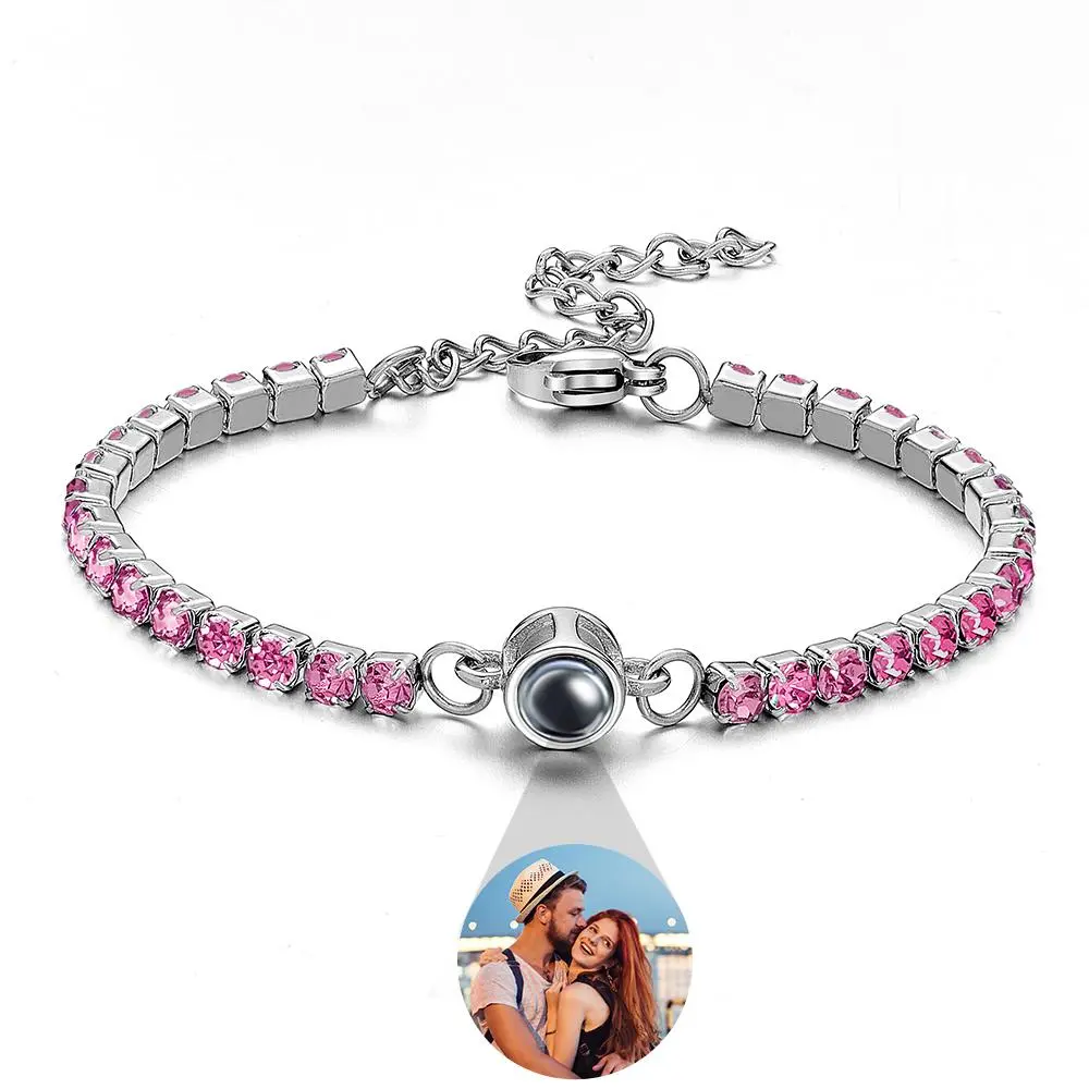 Custom Photo Projection Bracelet Fashionable All Diamonds Bracelet Gifts For Her-Blongser