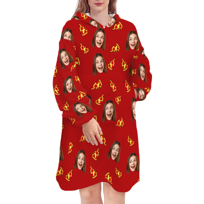 Custom Hoodie Blanket with Pocket Personalized Oversized Hoodie Sweatshirt-Blongser