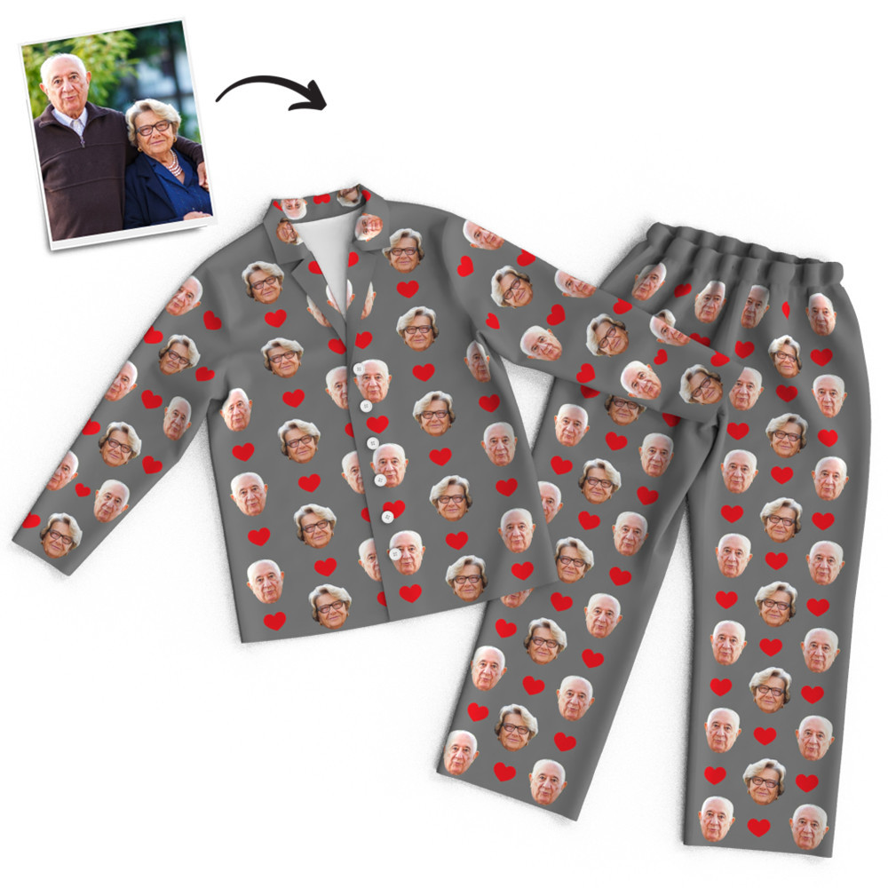 Custom Unisex Long Sleeve Pajamas with Faces-Blongser