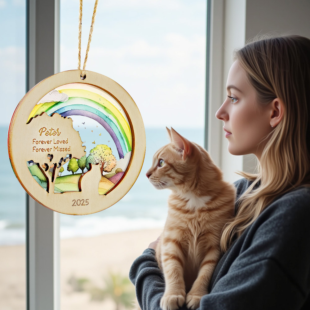 Personalized Rainbow Bridge Pet Ornament Memorial Pet Loss Gift for Pet Lovers-Blongser