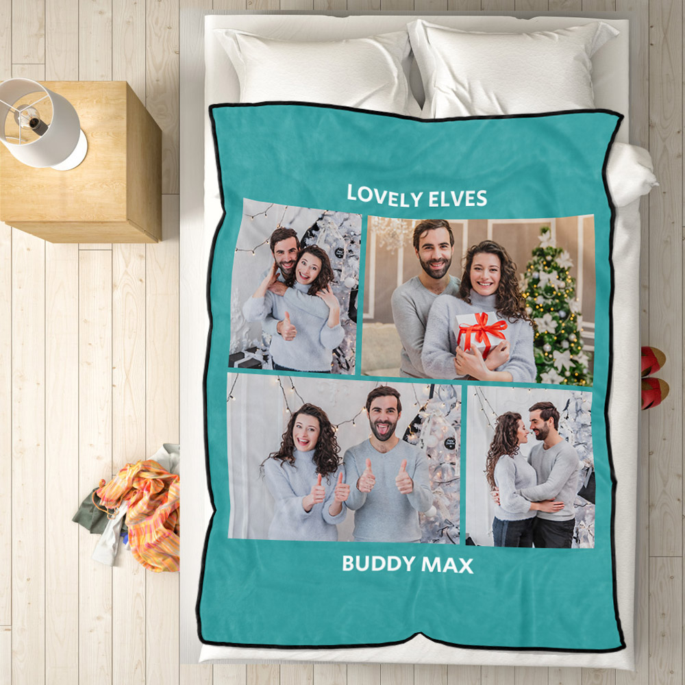 Personalized Hebrew Text Collage Photo Fleece Blanket-Blongser