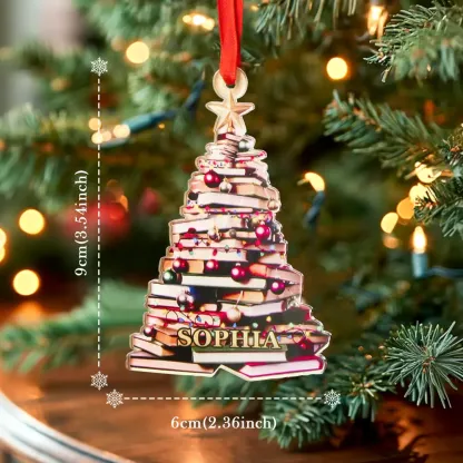 Personalized Christmas Book Tree Name Ornament Christmas Decoration Gift for Book Lover-Blongser