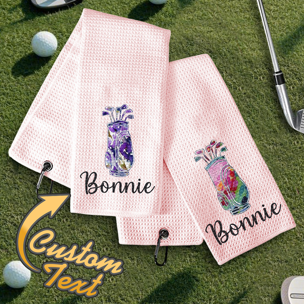 Personalized Golf Towel with Hanging Clip Golfing Clubs Golf Towel Gift for Golf Lovers-Blongser